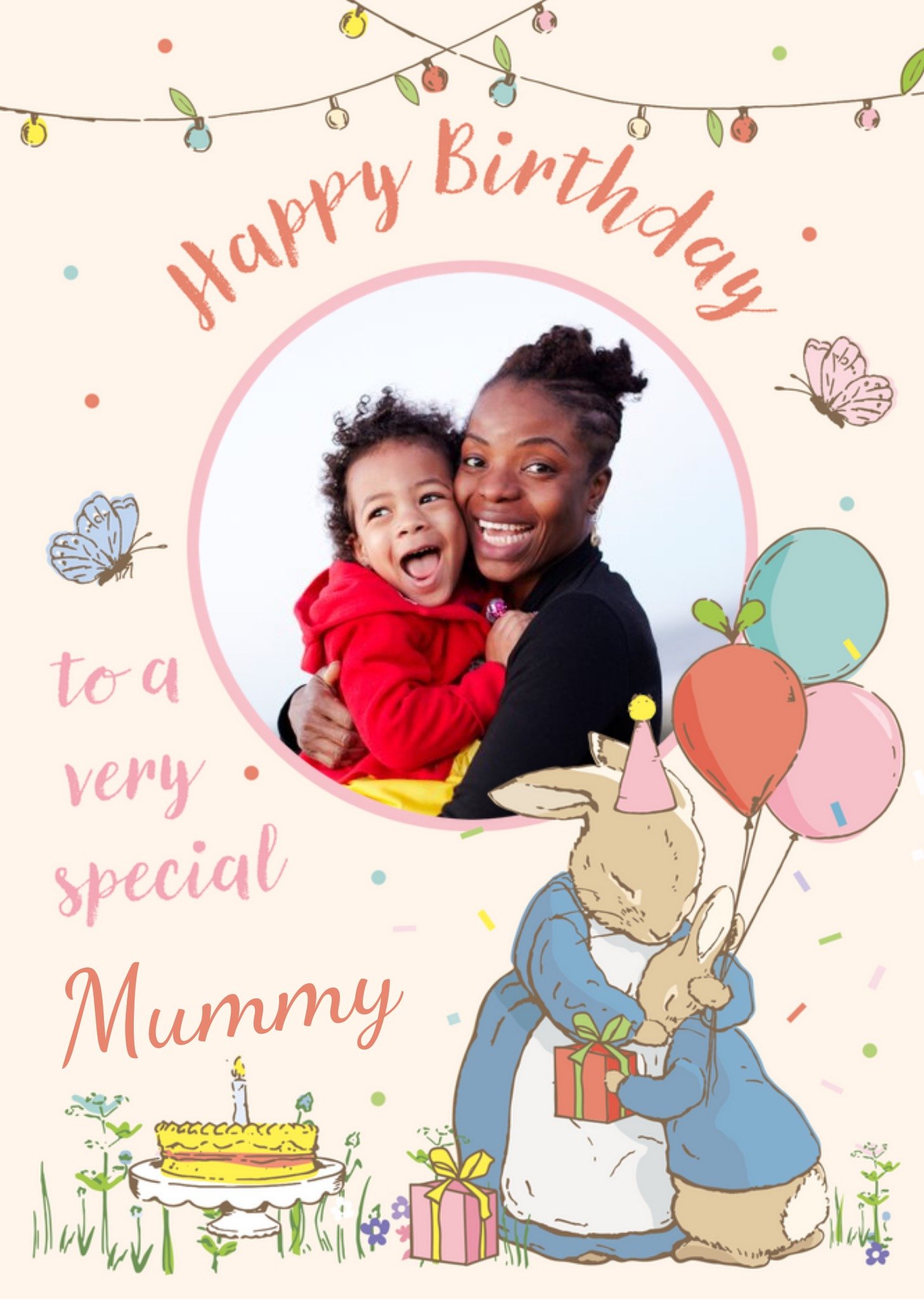 Peter Rabbit Special Mummy Photo Upload Birthday Card Ecard