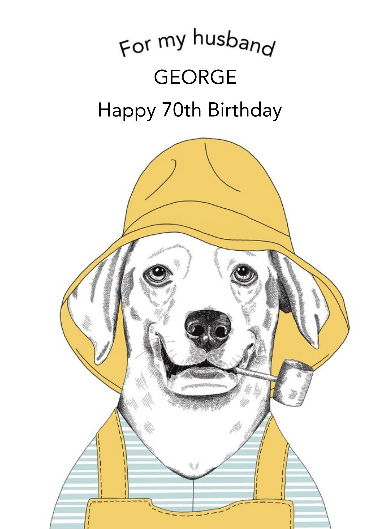 Moonpig Yellow Sailor Labrador Dog Illustrated Birthday Card, Large