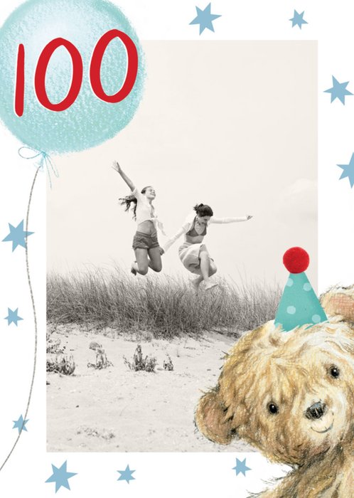 Clintons balloon and bear 100th birthday card