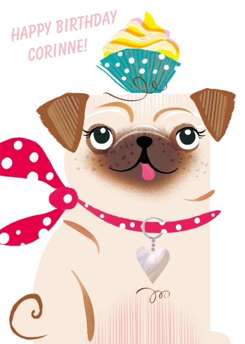Pug And Cupcake Happy Birthday Card | Moonpig