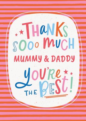 Modern Fun Text Personalise Name Thank You Mummy And Daddy Card