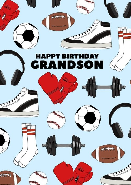 Pearl and Ivy Illustrated Sports Grandson Birthday Card