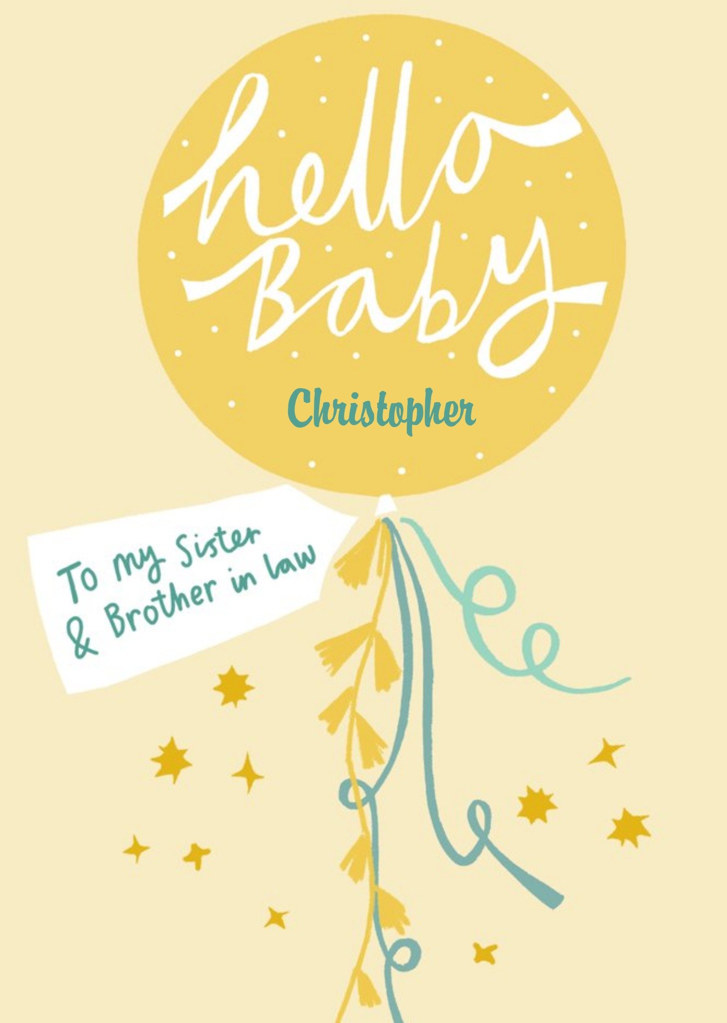 Cute Illustrated To My Sister & Brother In Law Balloon New Baby Card Ecard