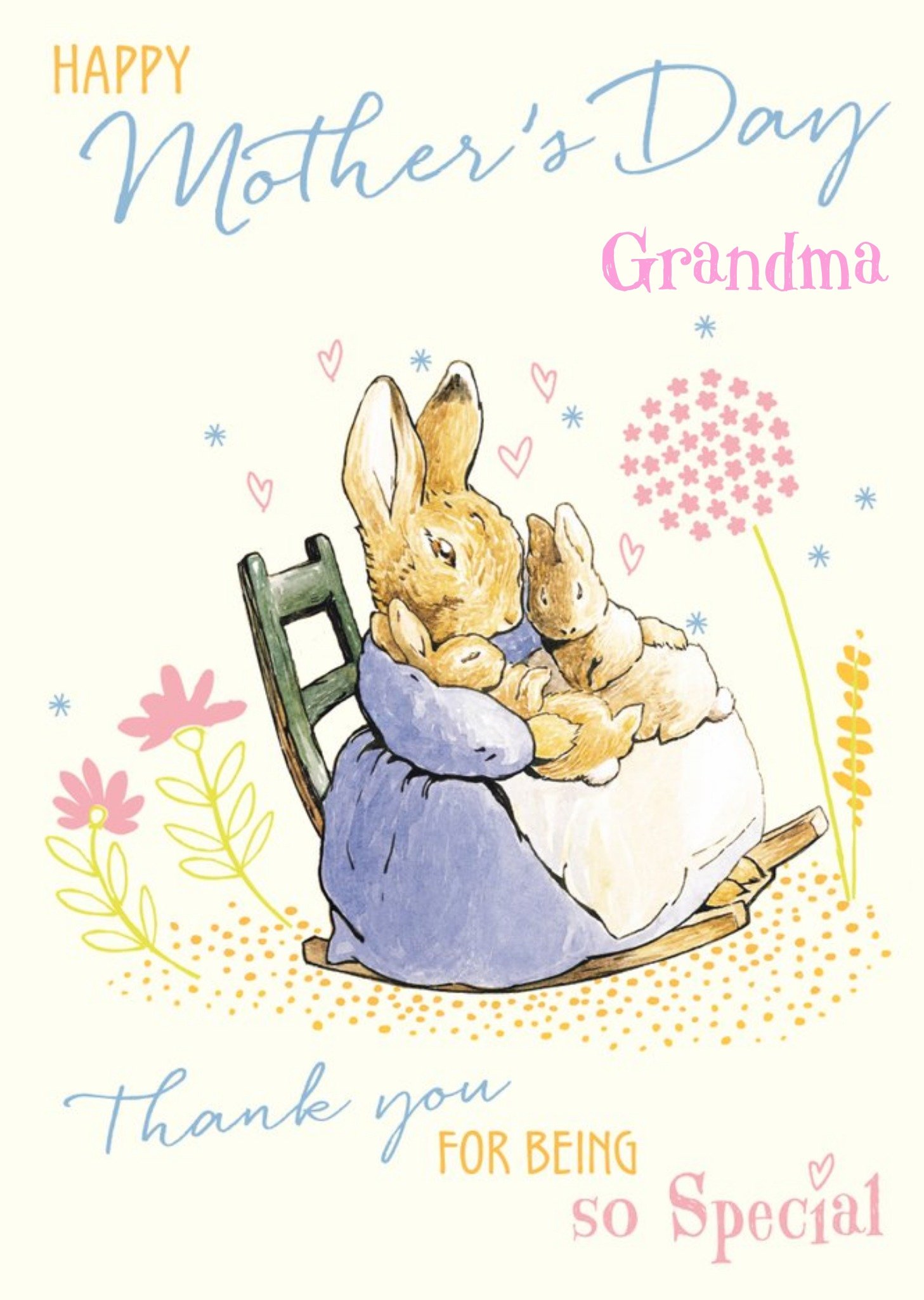 Beatrix Potter Peter Rabbit Happy Mothers Day Grandma Card, Large