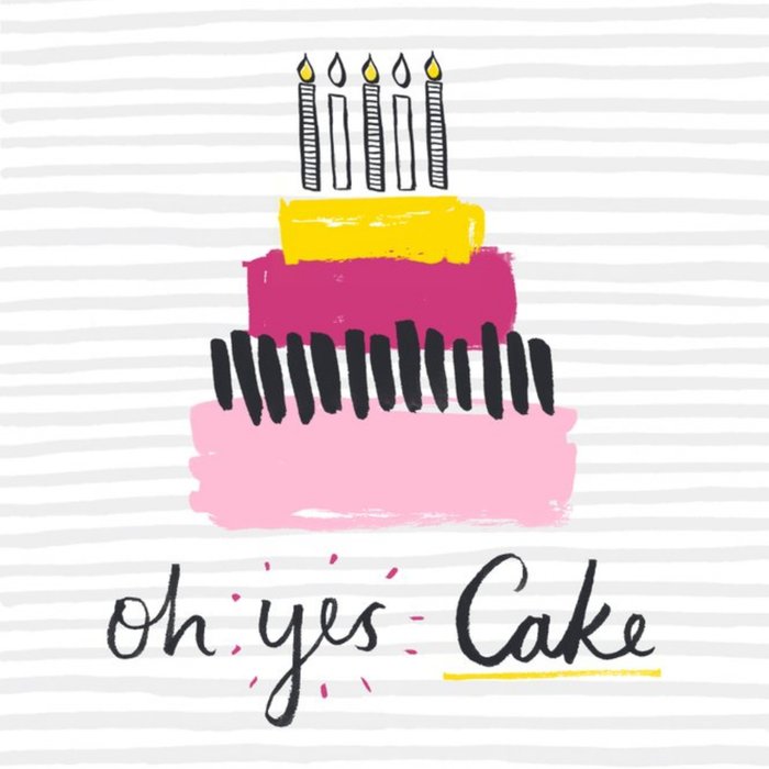 Striped Oh Yes Cake Personalised Happy Birthday Card