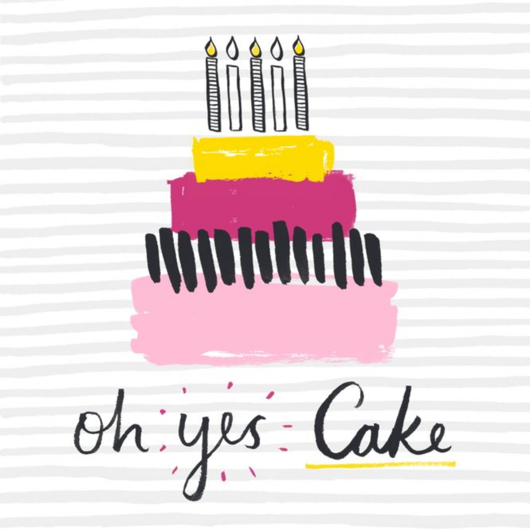 Moonpig Striped Oh Yes Cake Personalised Happy Birthday Card, Square