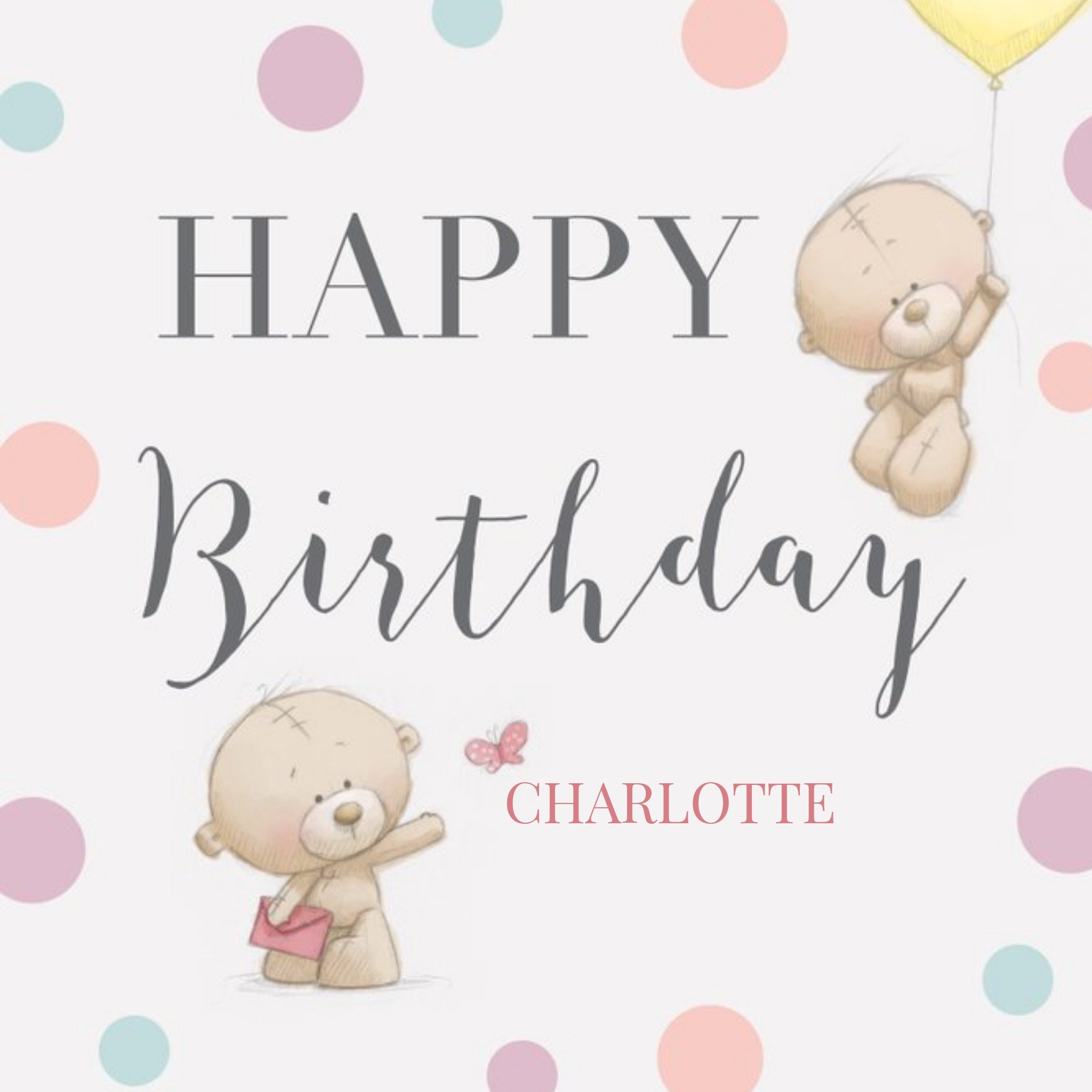 Moonpig Cute Uddle Polka Dot Personalised Birthday Card, Large