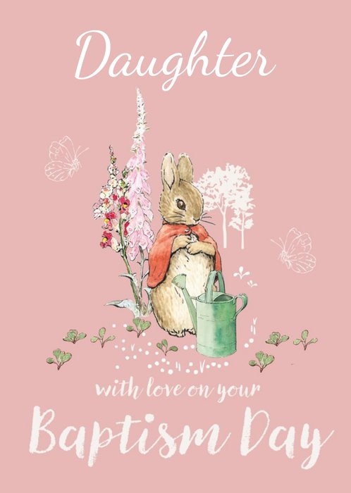 Peter Rabbit Illustration Daughter Baptism Card