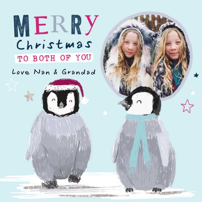 Cute From the Grandparents Penguin Photo Upload Christmas card