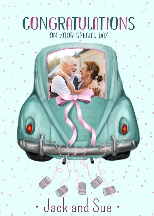 Car Photo Upload Congratulations Wedding Card