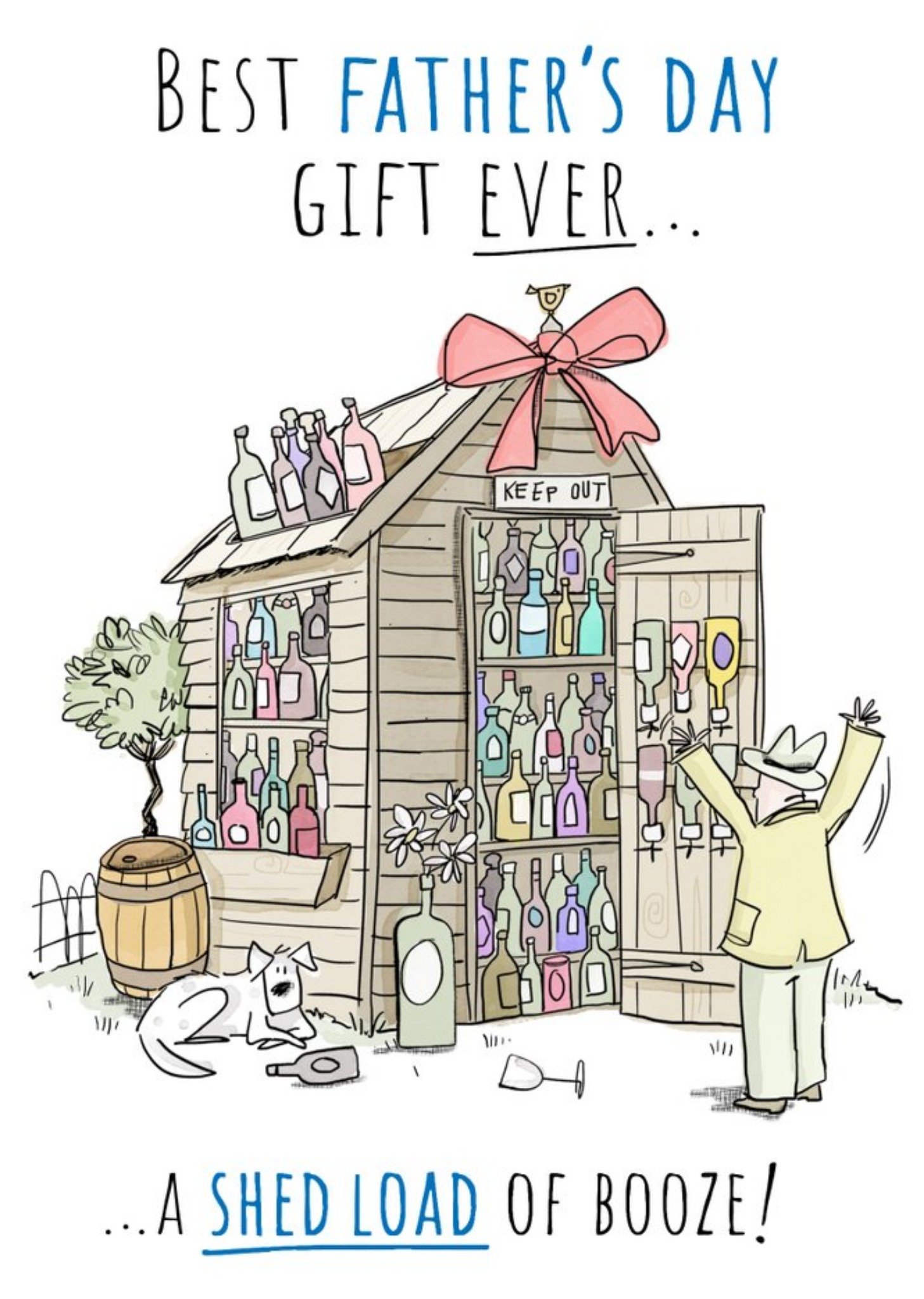 Illustration Of A Shed Filled With Bottles Of Booze Father's Day Card Ecard