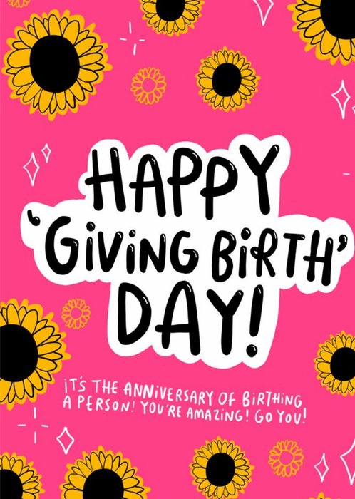 Happy Giving Birth Day Typorgraphic Funny Card | Moonpig