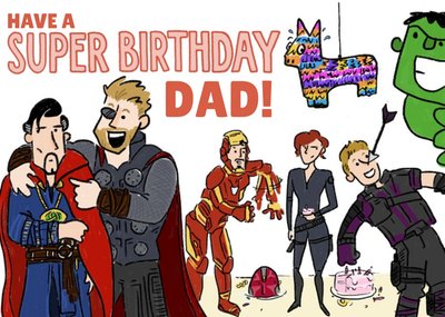 Marvel Comics Superhero Avengers funny birthday card for Dad