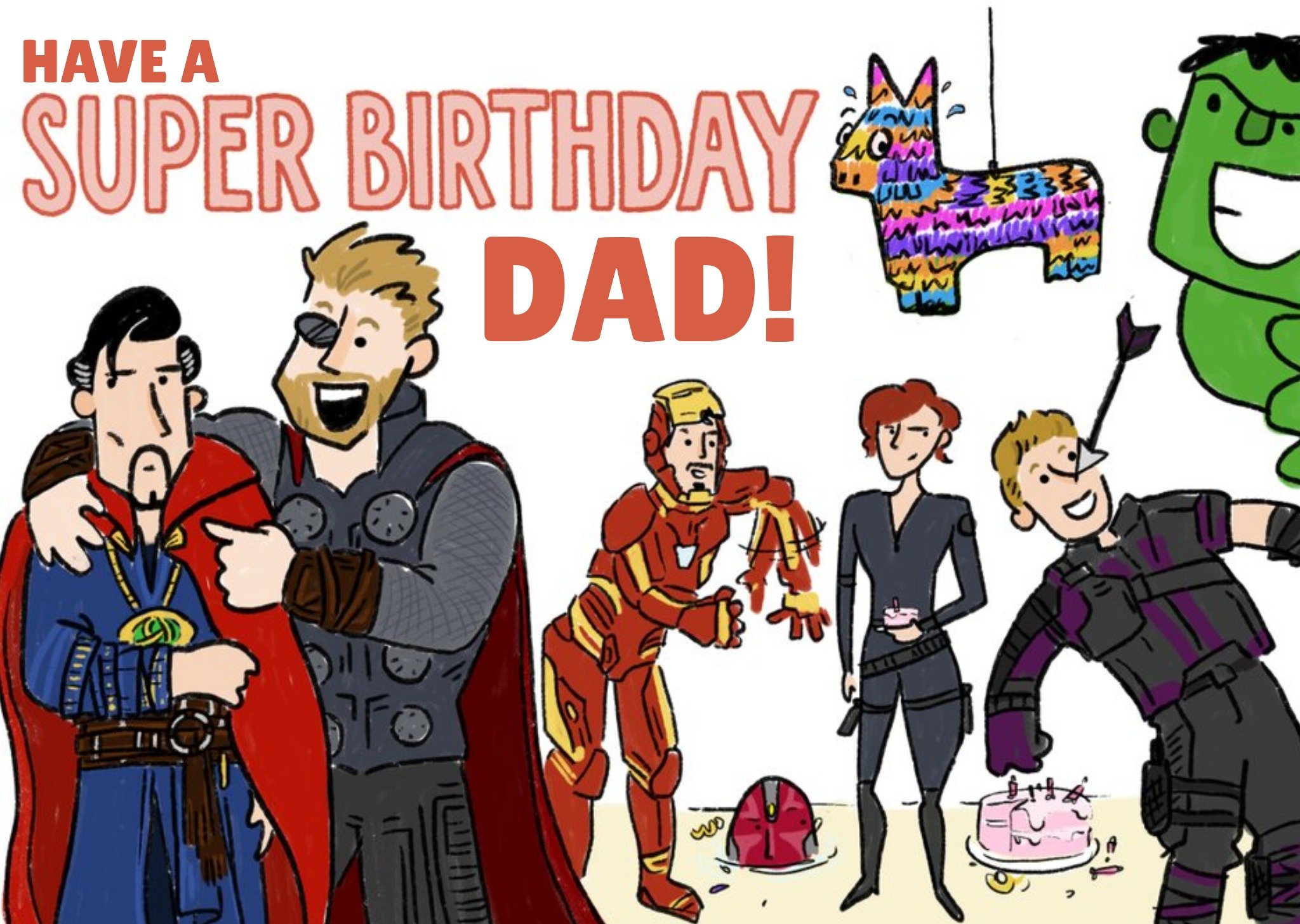 Disney Marvel Comics Superhero Avengers Funny Birthday Card For Dad Ecard