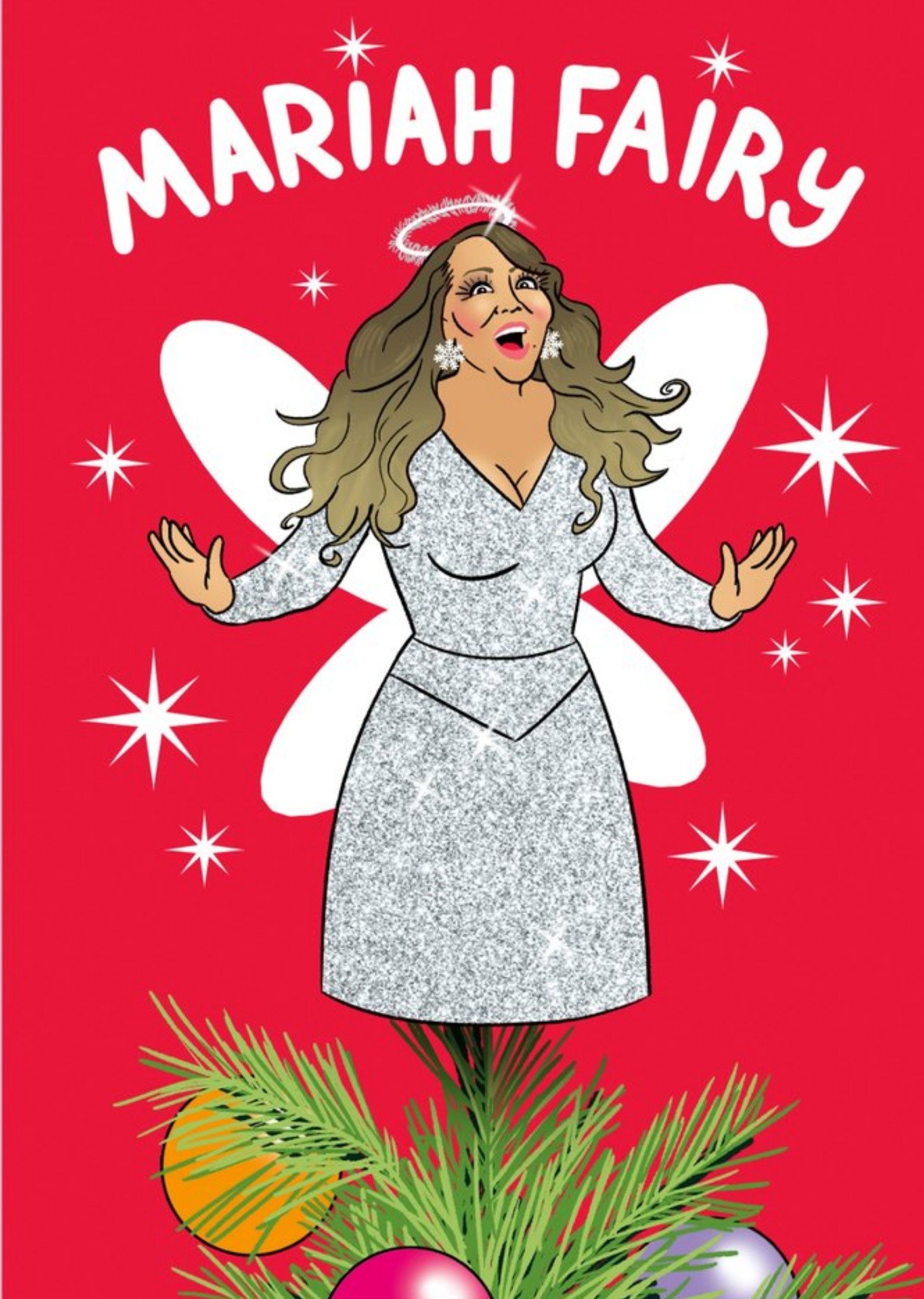 Moonpig Funny Fairy Celebrity Christmas Card, Large