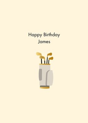Illustrated Golf Bag Happy Birthday Card