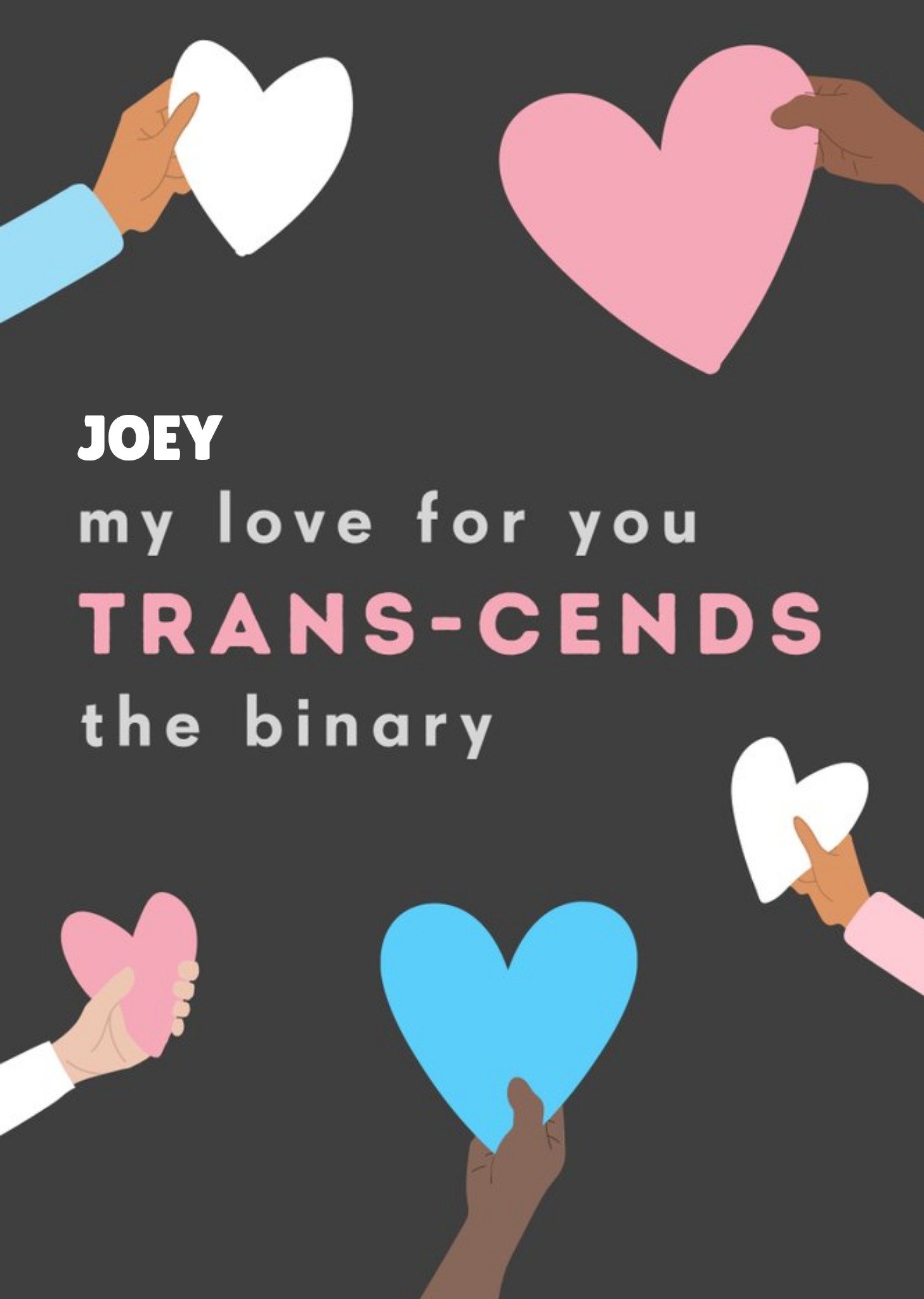 My Love For You Trans Cends The Binary Transgender Trans Valentine's Day Card Ecard