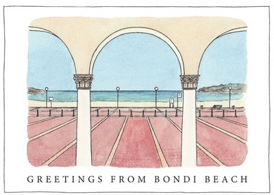 Illustration of Bondi Beach Greetings Card