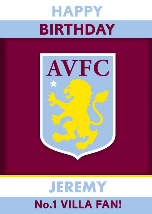 Aston Villa FC Football Fan Birthday Card