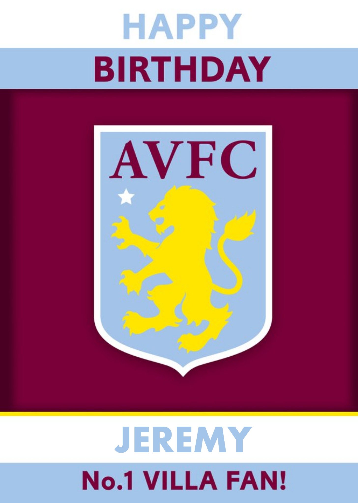 Other Aston Villa Fc Football Fan Birthday Card, Large