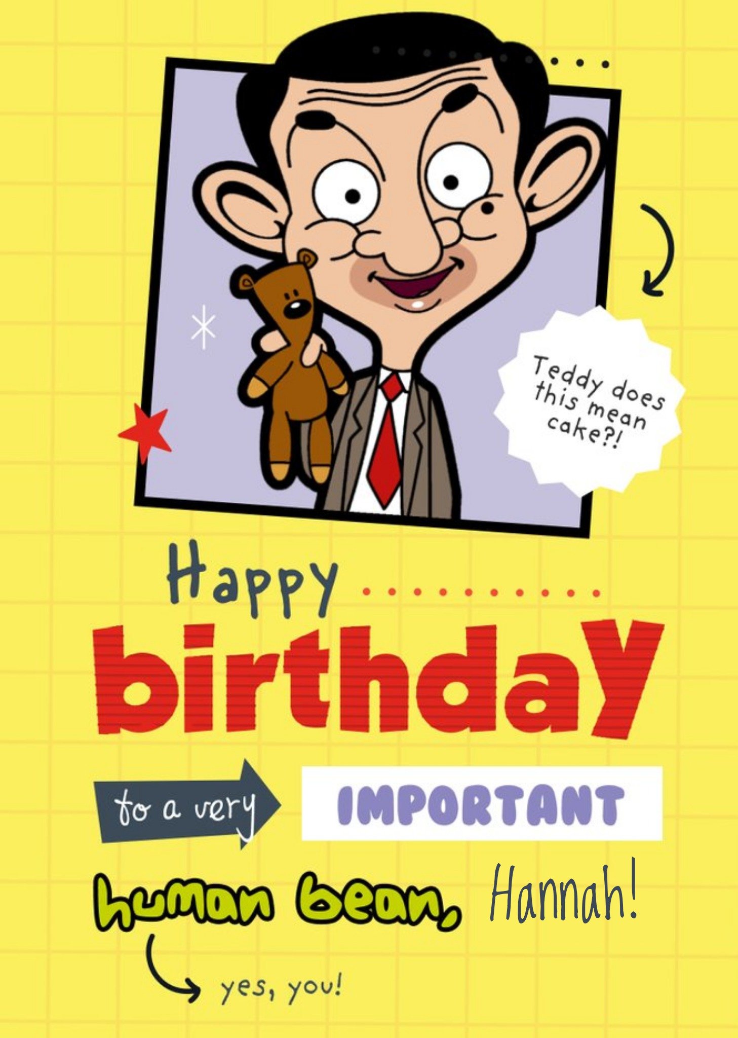 Mr Bean Kids Very Important Human Bean Birthday Card Ecard