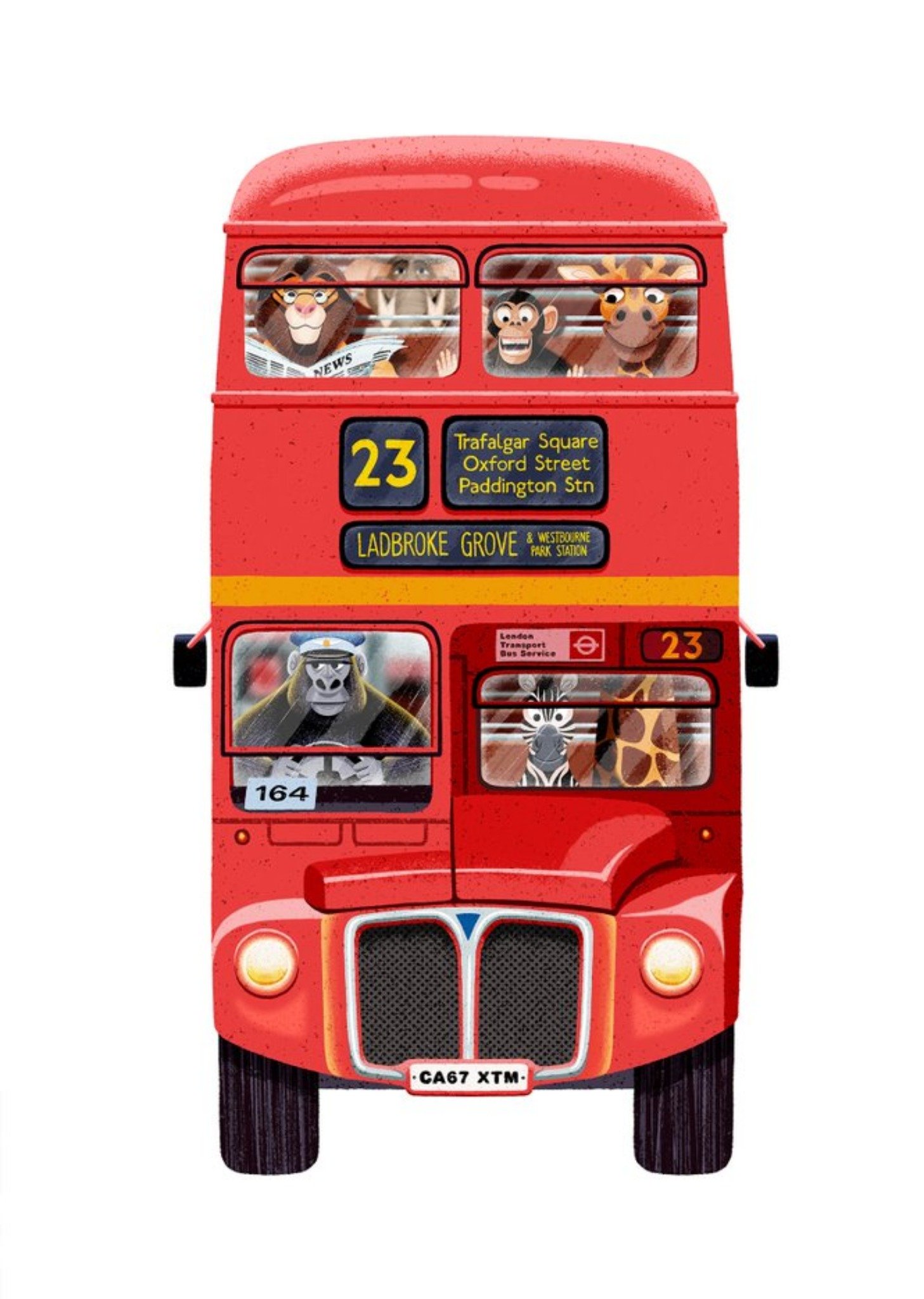 Folio Animal Red London Bus Card Ecard