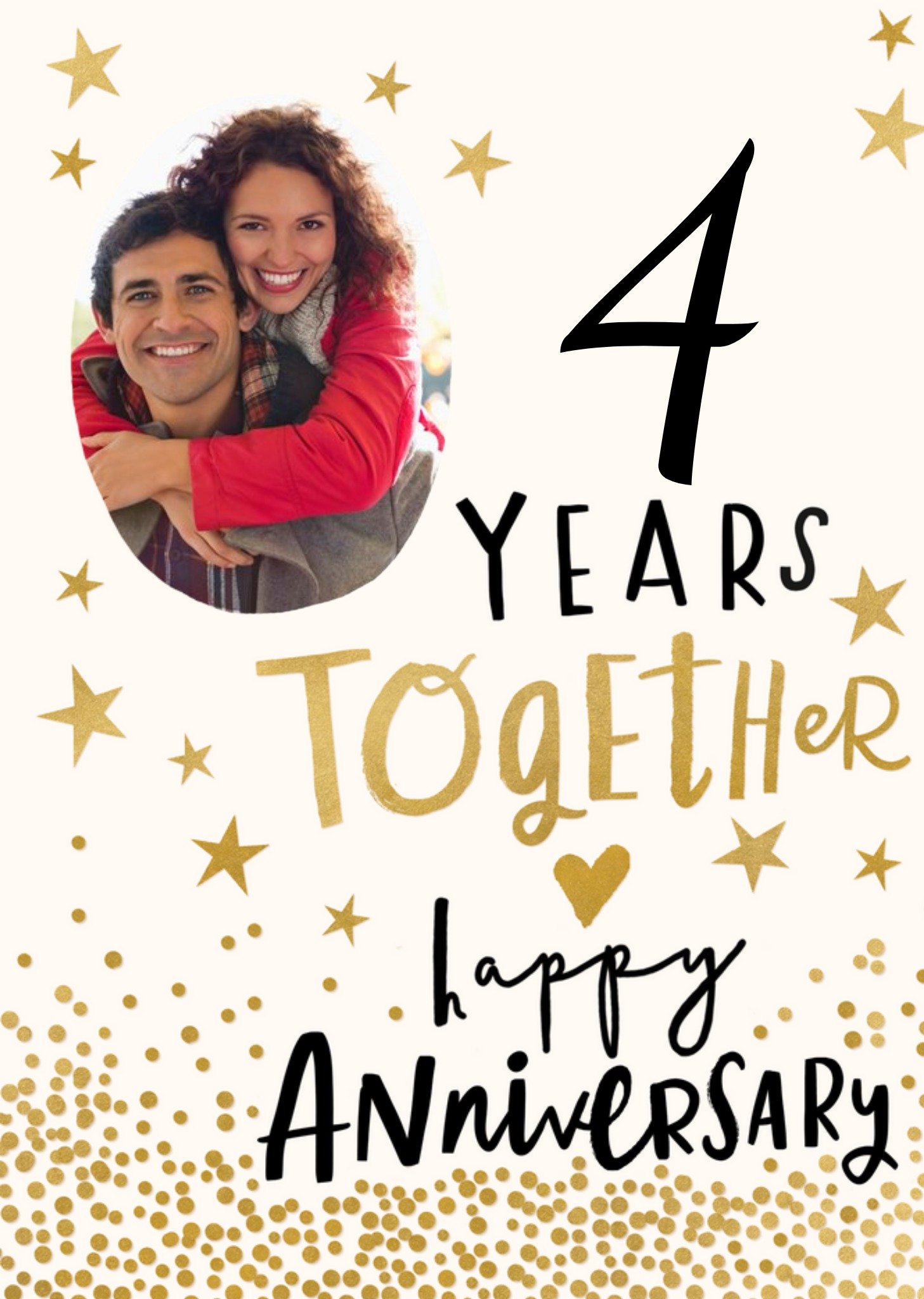 Photo Upload Illustrated Hearts And Stars Anniversary Card Ecard