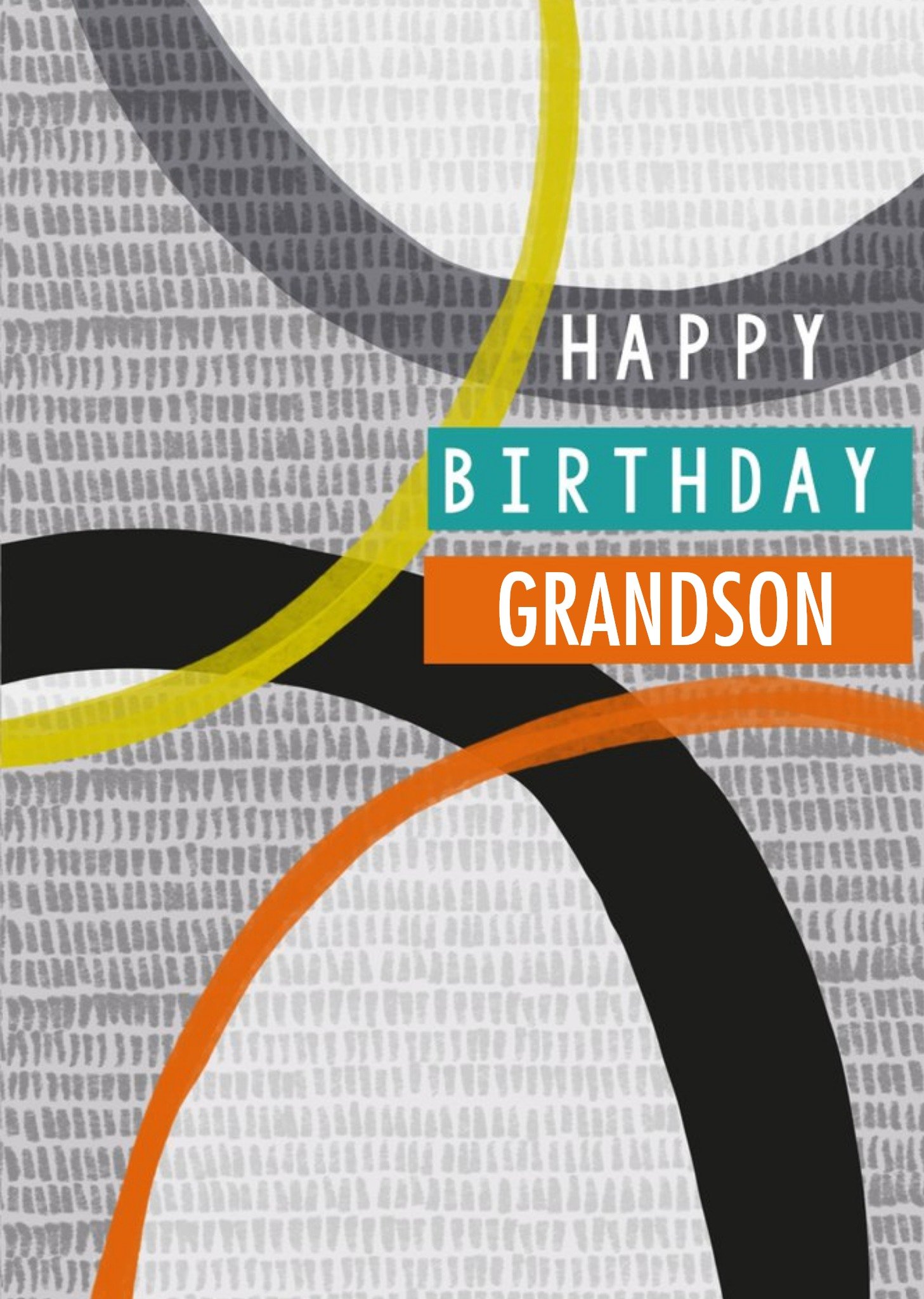 Grey Circular Patterened Grandson Birthday Card Ecard