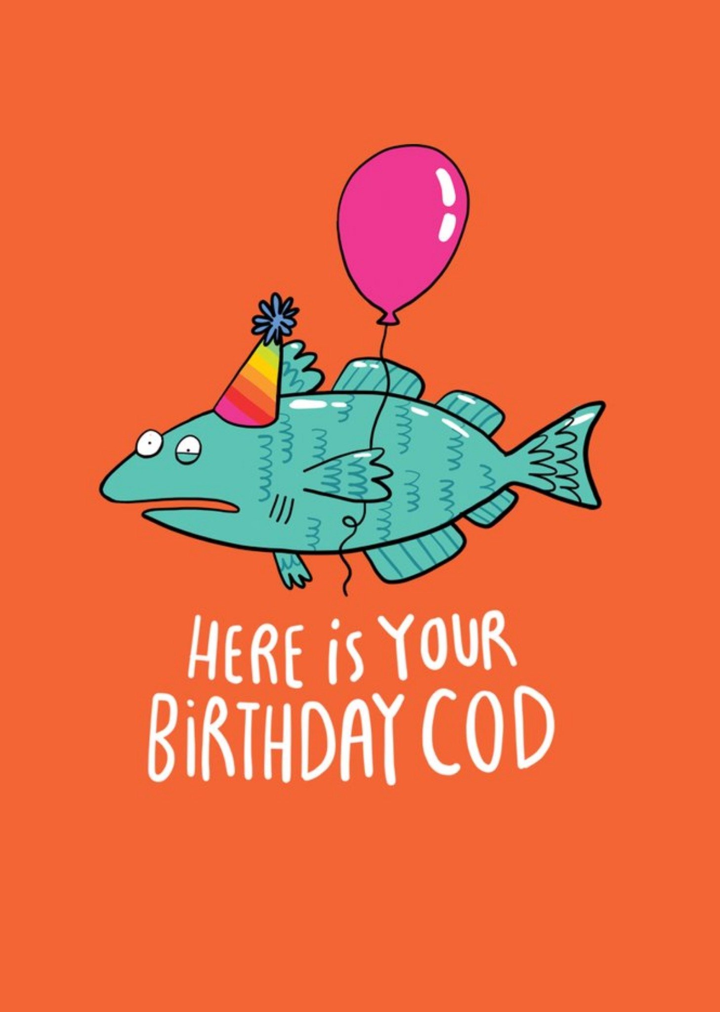 Moonpig Illustrated Fish Here Is Your Birthday Cod Birthday Card, Large