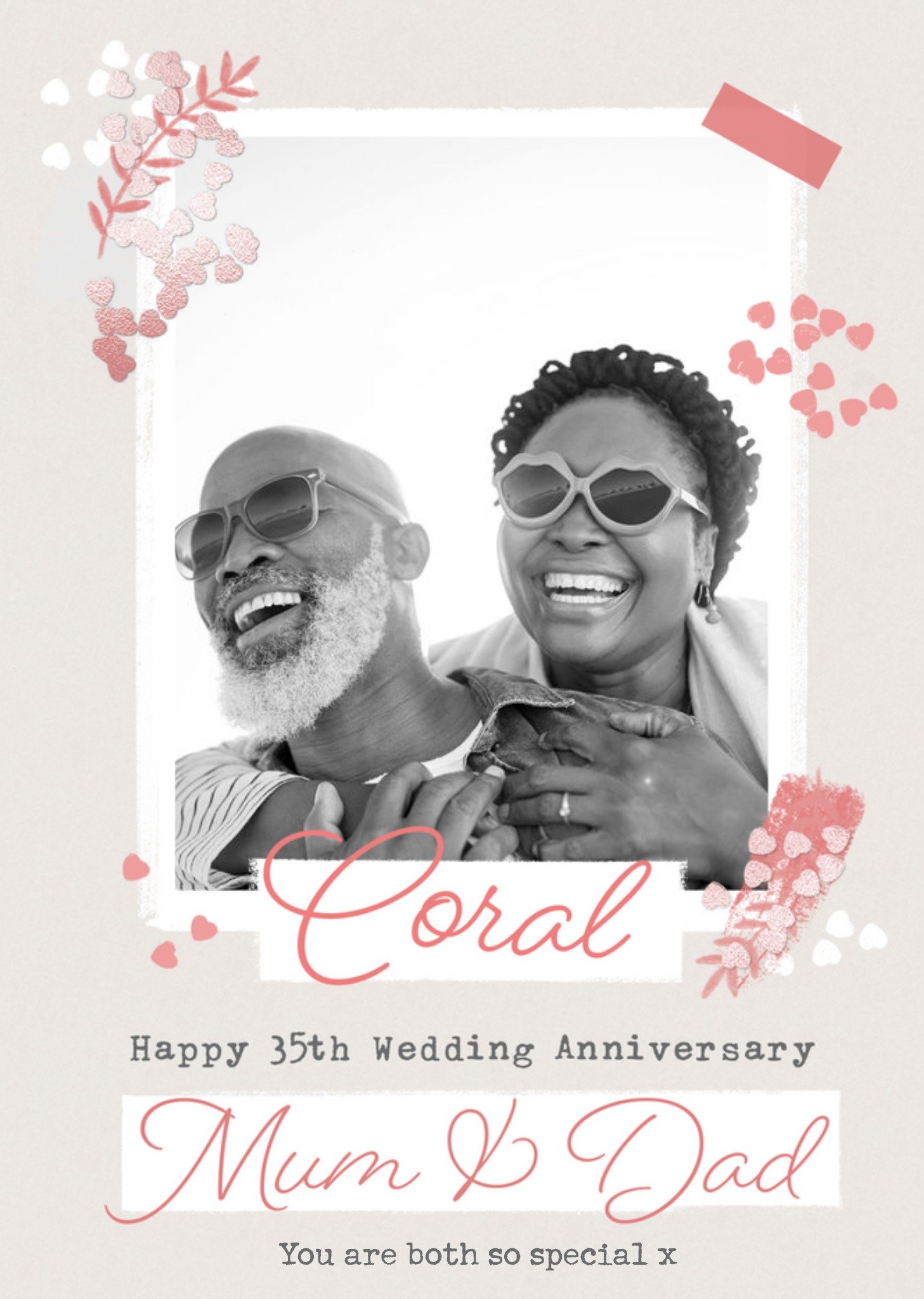 Coral Happy 35th Wedding Anniversary Mum & Dad - Photo Upload Ecard