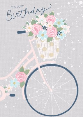 Illustrated Floral Bicycle Birthday Card