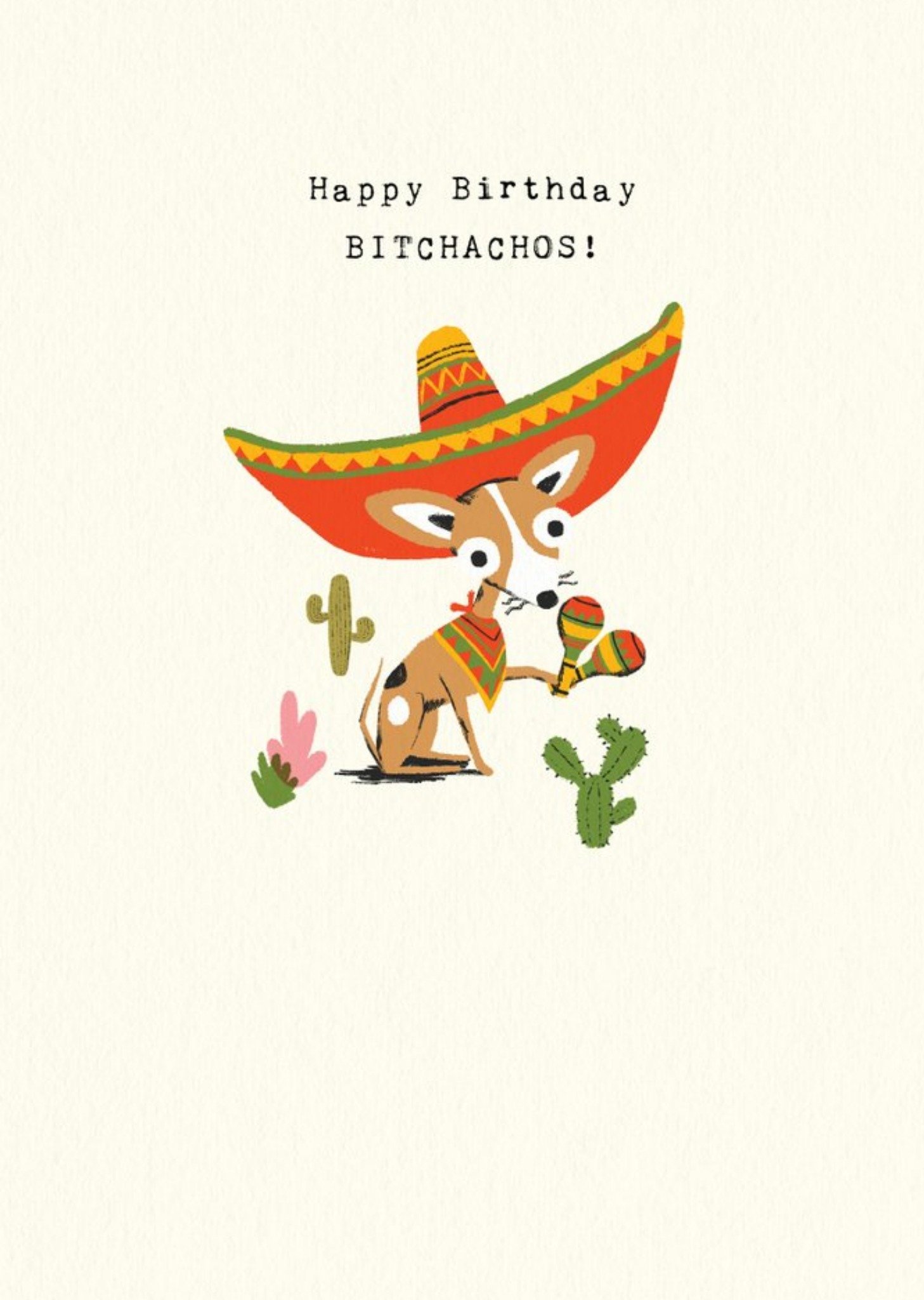 Dog In Sombrero Hat Bitchachos Birthday Card