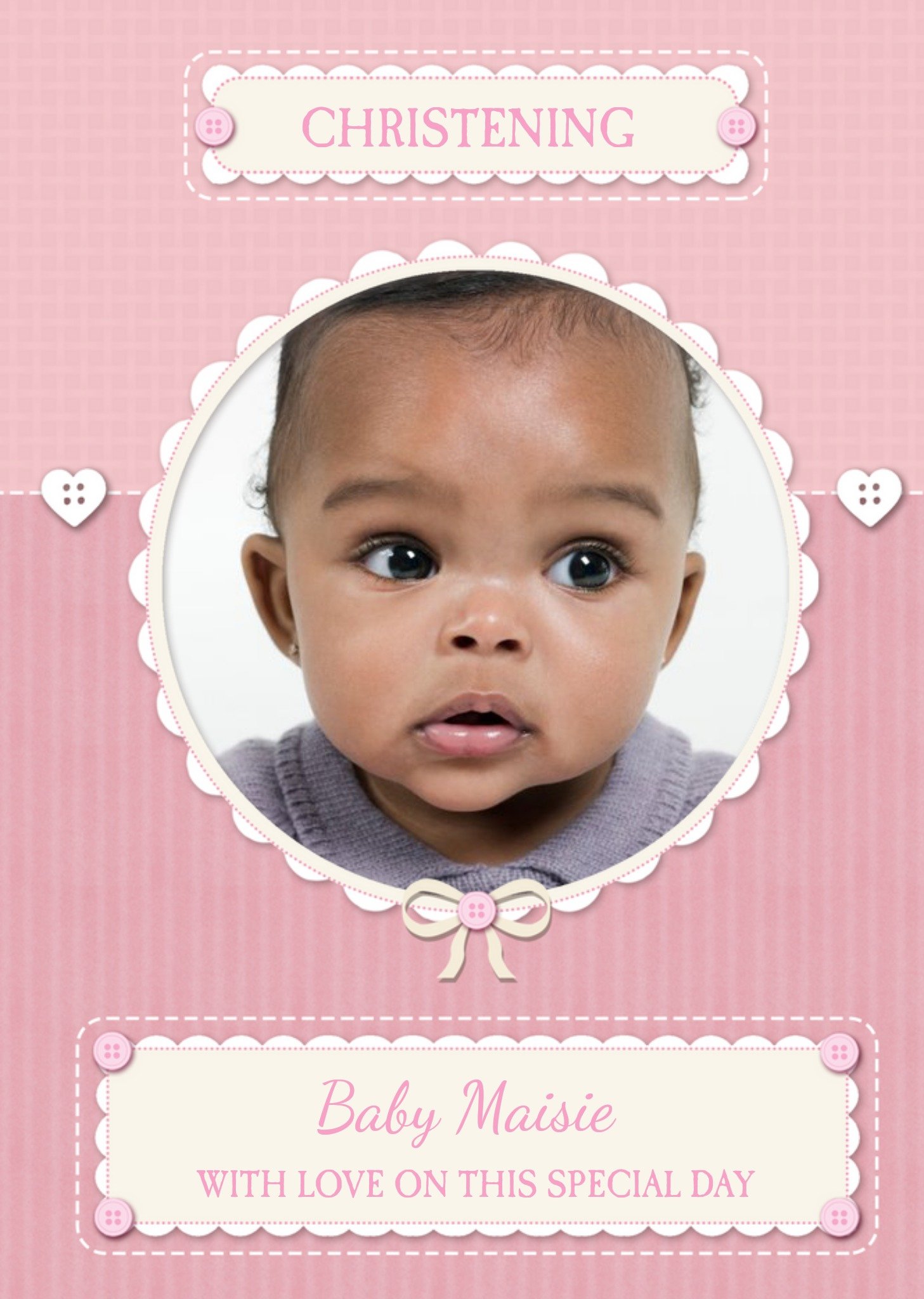 Girl's Christening Photo Upload Card Ecard