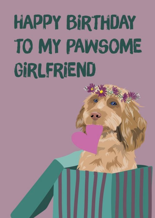 Cute Illustrated Dog Girlfriend Birthday Card