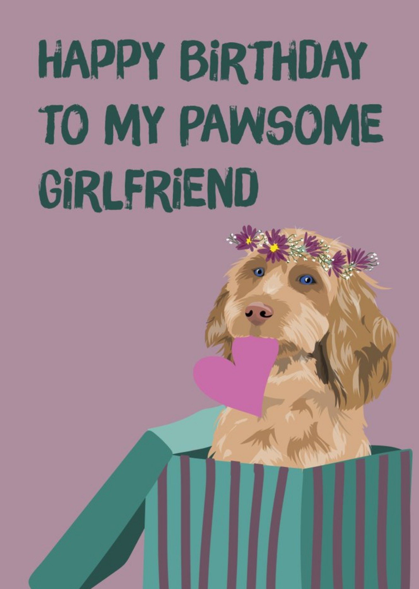 Moonpig Cute Illustrated Dog Girlfriend Birthday Card, Large