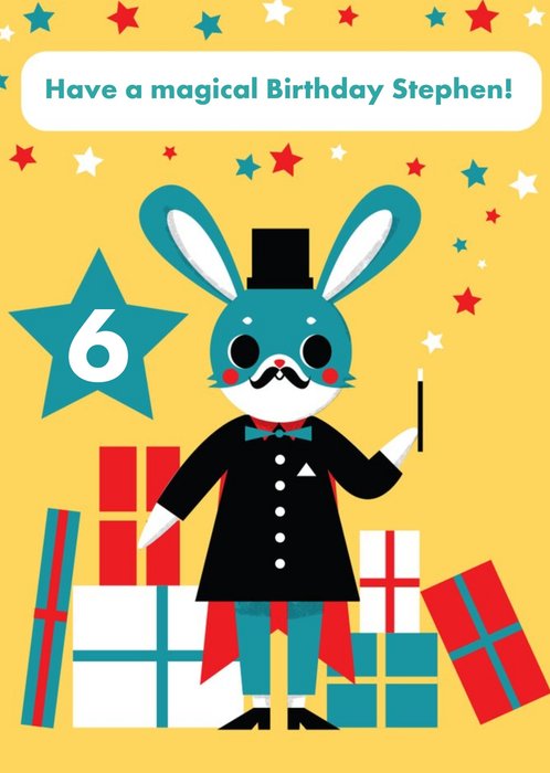 Kids Birthday Card - Magician - Magic - Animals - Rabbit