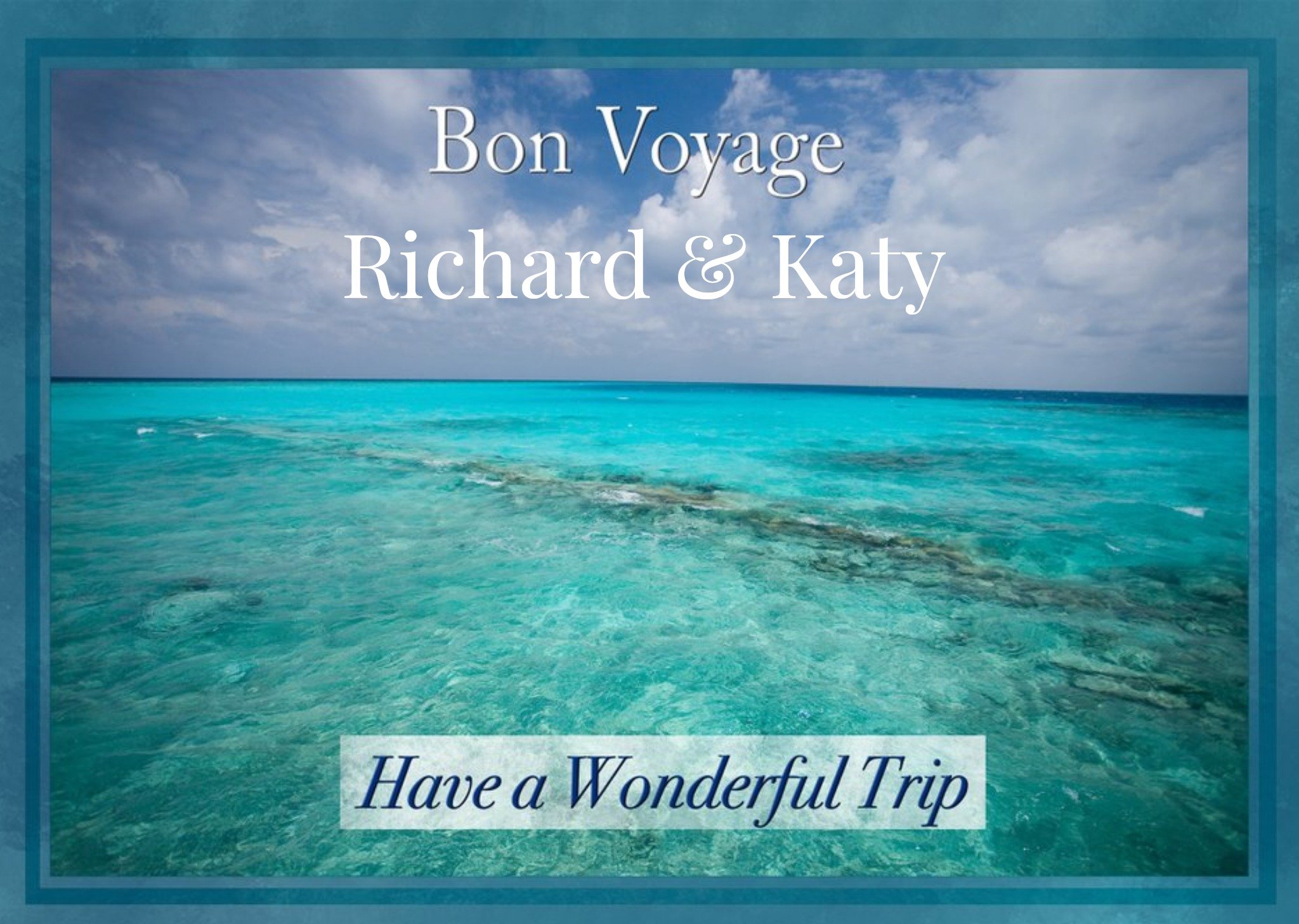 Moonpig Alex Sharp Beautiful Blue Ocean Photographic Travel Bon Voyage Card Ecard