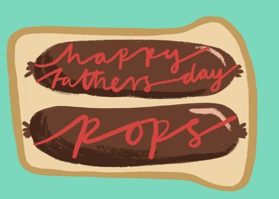 Illustration Of Sausages On Bread Father's Day Card