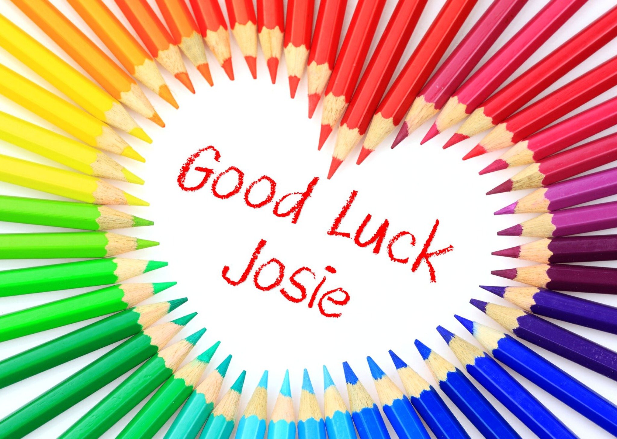 Heart Shaped Colouring Pencils Personalised Good Luck Card