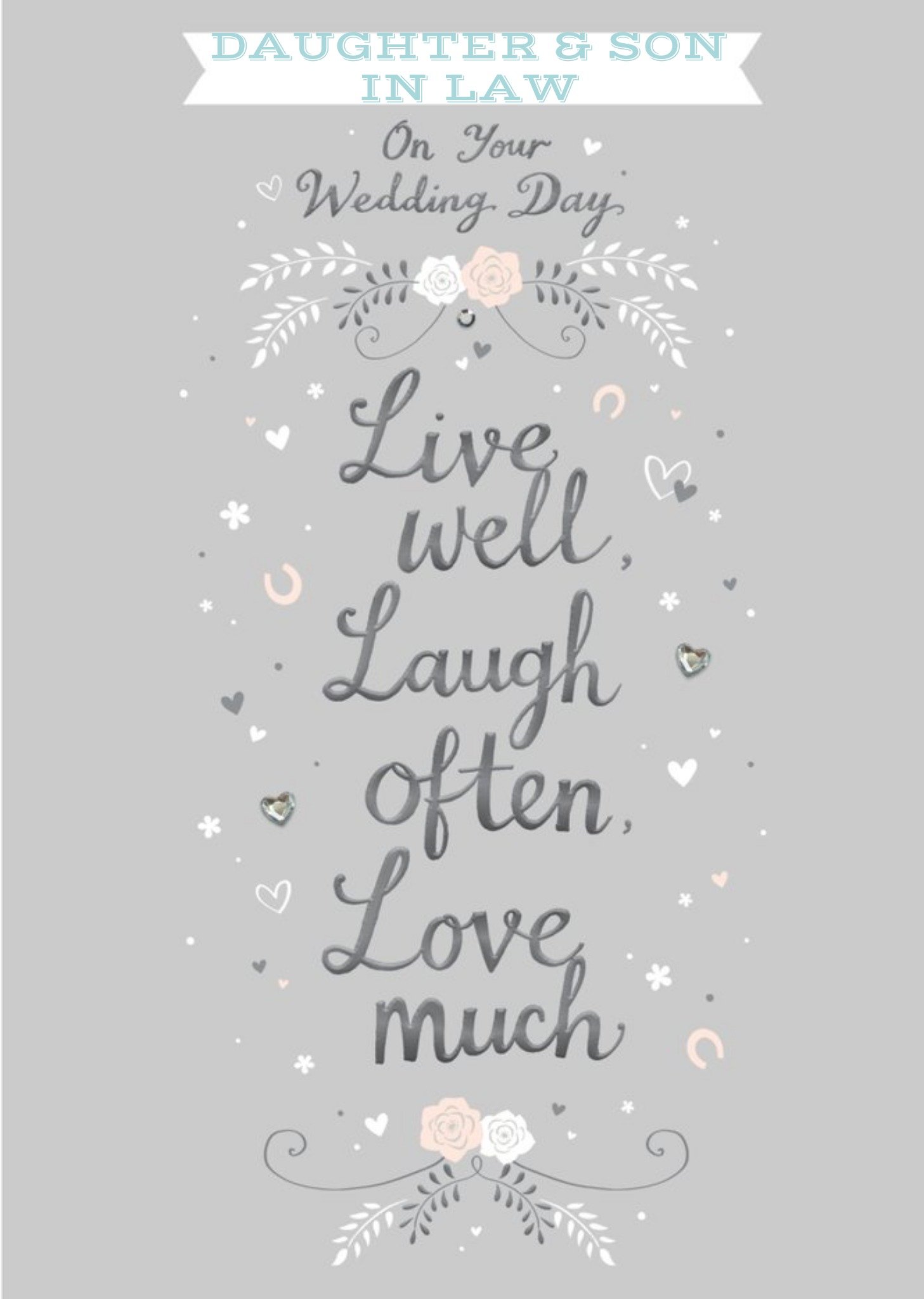Moonpig On Your Wedding Day, Live Well Laugh Often Love Much, Large Card