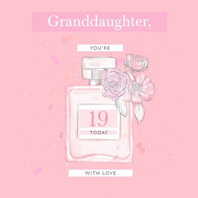 Floral Perfume Bottle Pink Birthday Card