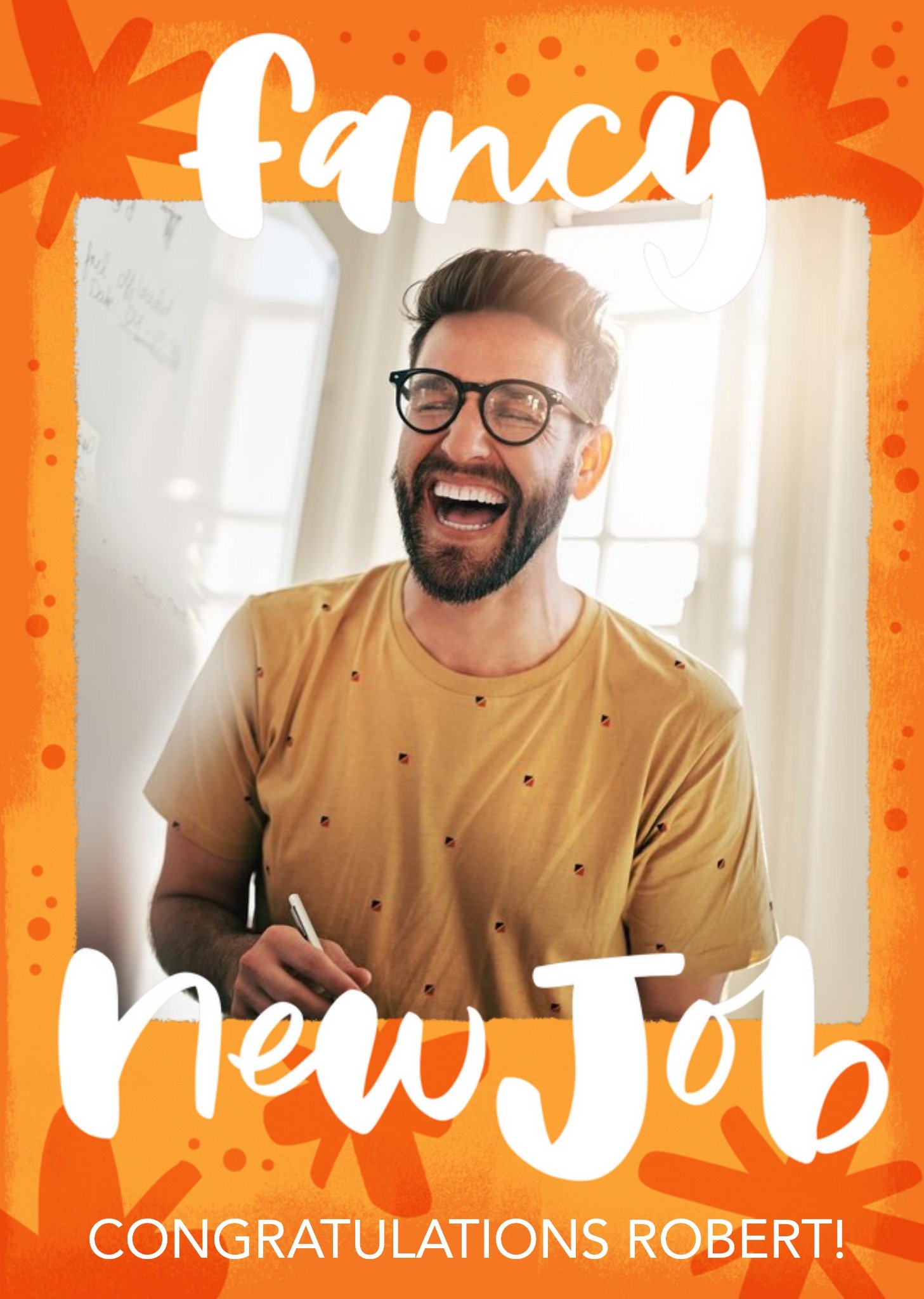 Modern Orange Typographic Fancy New Job Adult Card Ecard