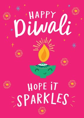 Fun Happy Diwali Hope It Sparkles Illustrated Diwali Card