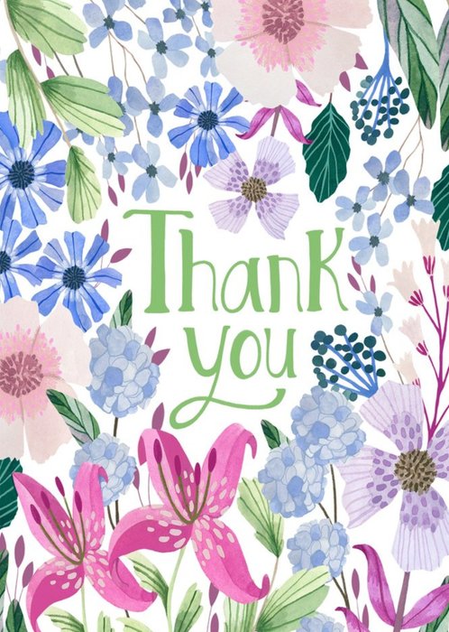 Floral Flowers Colourful Thank You Card