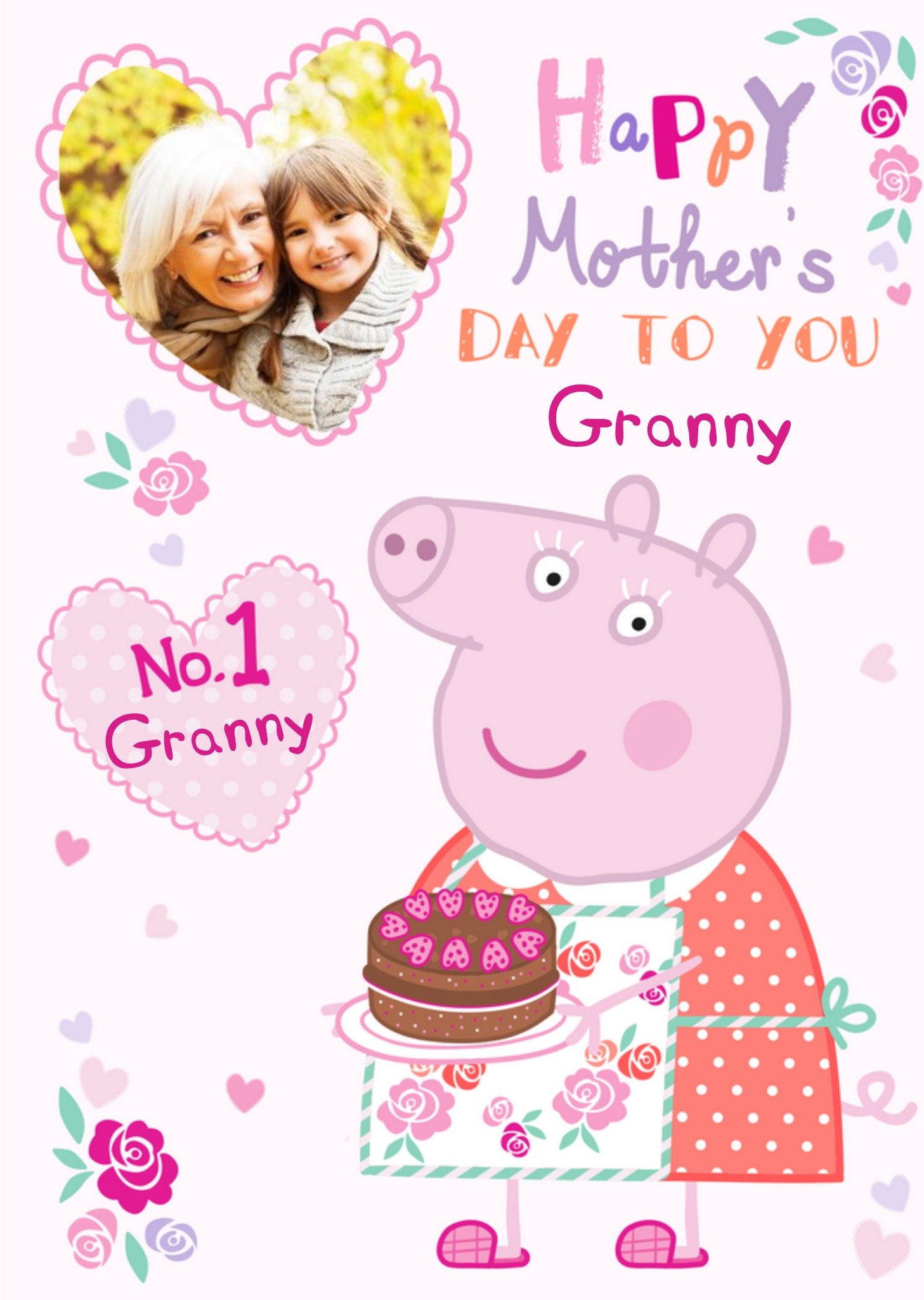 Peppa Pig Happy Mother's Day Card - Photo Upload, Large