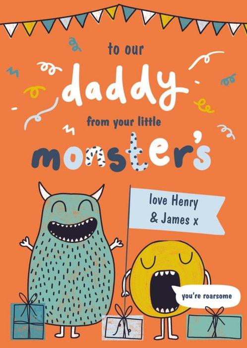 Monster bunch Birthday card from your little monsters