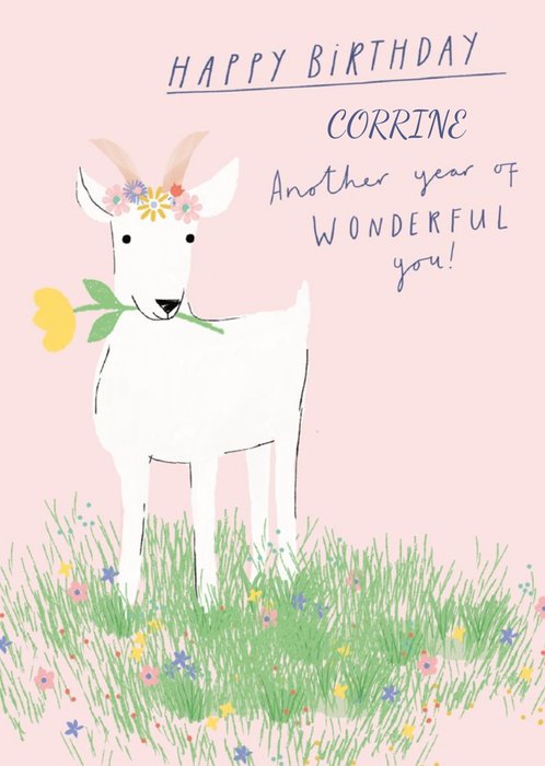 Cute Goat Another Year of Wonderful You Birthday Card