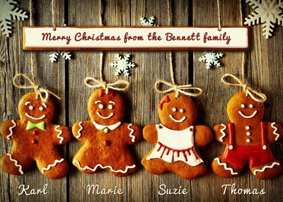 Gingerbread Family Personalised Christmas Card