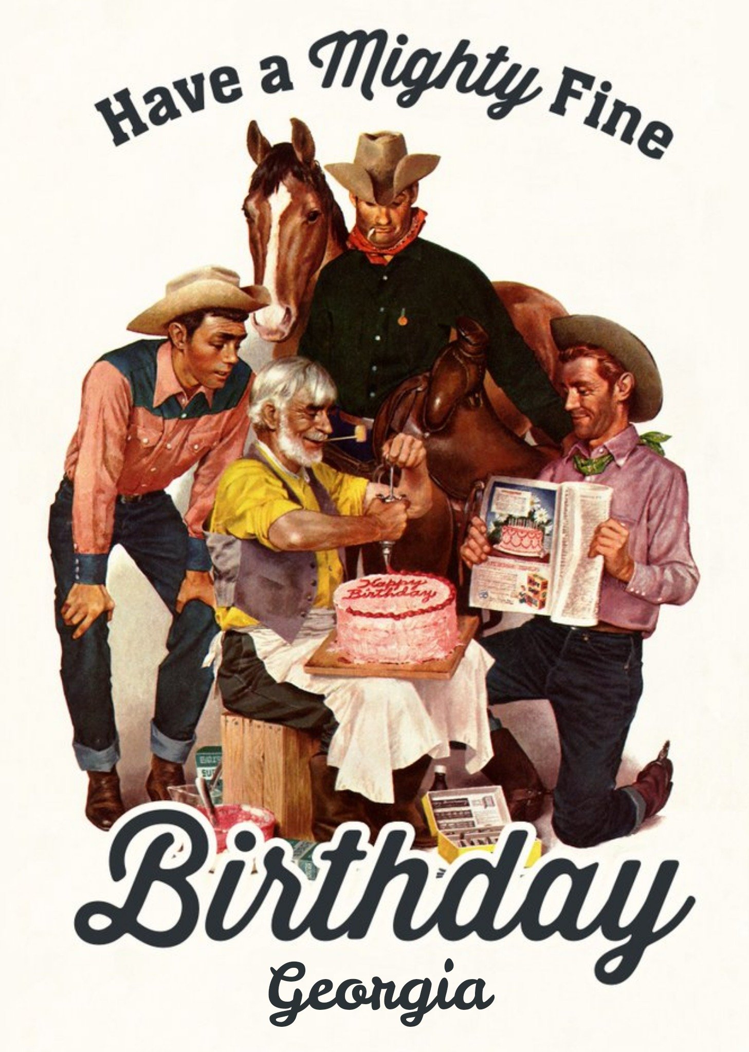 Moonpig Mighty Fine Cowboy Birthday Card, Large