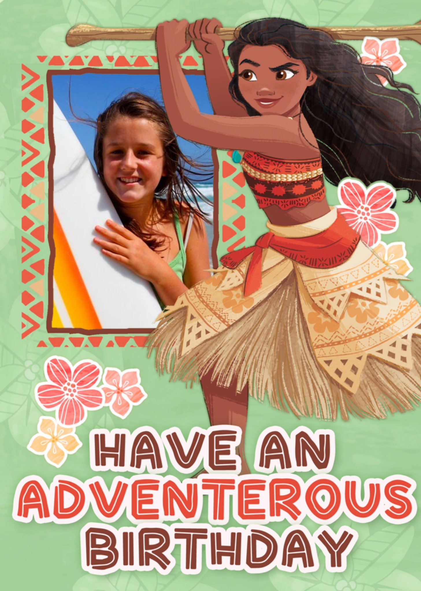Moana Disney Princess Have An Adventurous Birthday Photo Upload Card, Large